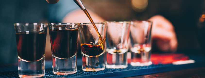 Pouring five shots - Anytime Bar Supplies Pour Spouts