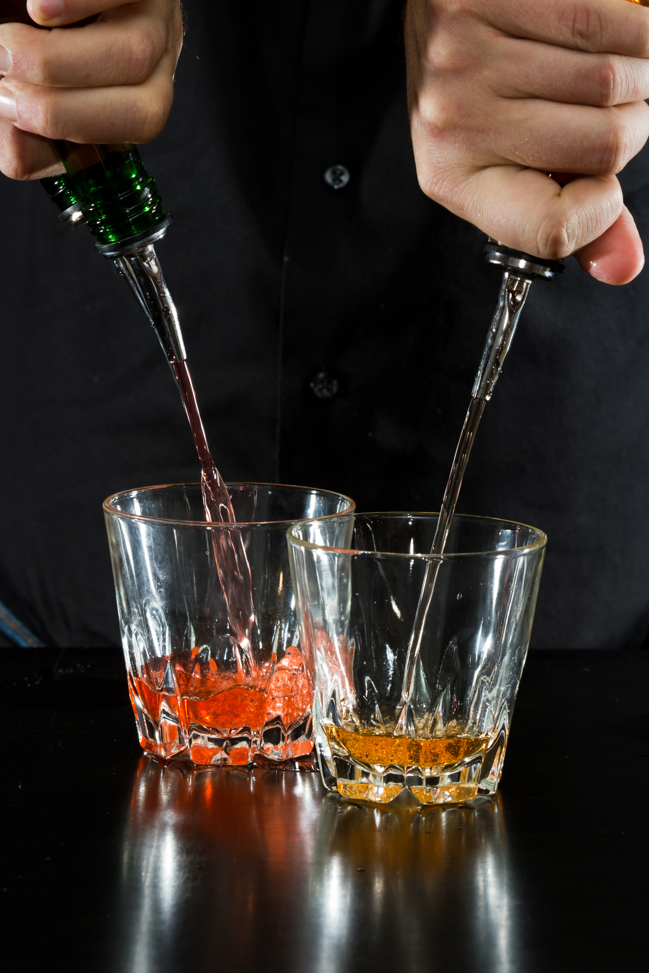 Pouring two shots - Pour Spouts by Anytime Bar Supplies Pour Spouts