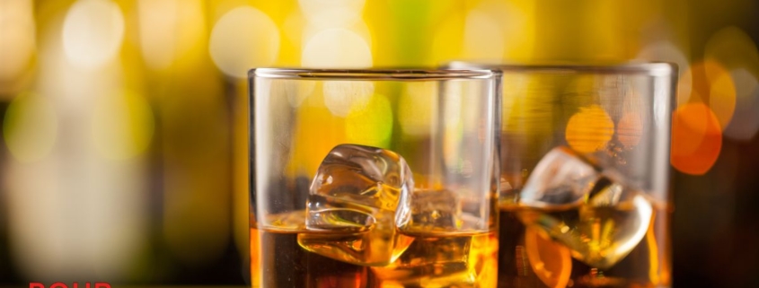 two glasses containing ice and brown liquor - Anytime Bar Supplies Pour Spouts