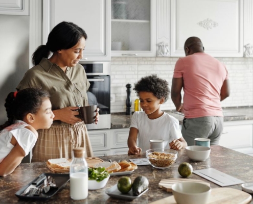 family cooking together in the kitchen - Anytime Bar Supplies Pour Spouts stainless steel pour spouts