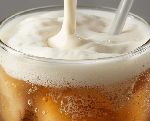 cola in a glass cup with heavy cream - Pour Spouts dirty soda