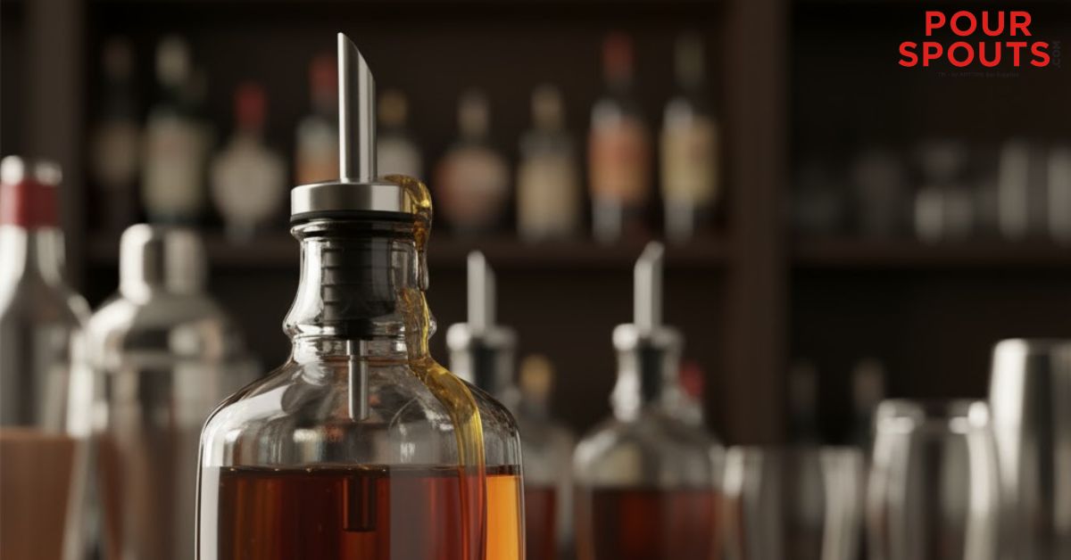 glass syrup bottle with a leaky pour spout - Pour Spouts