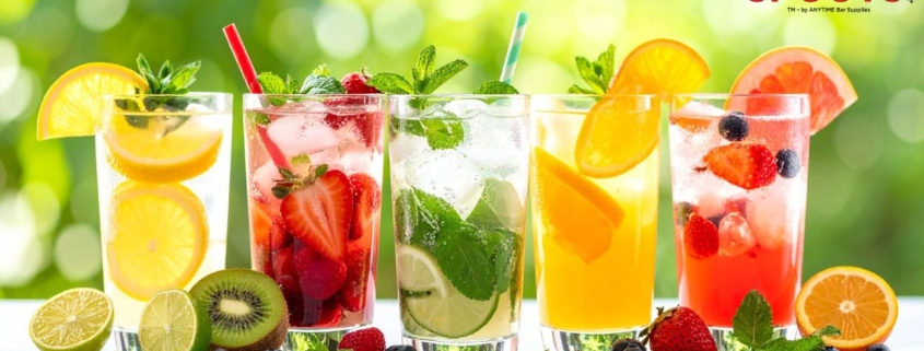 line up of iced mocktails - Pour Spouts