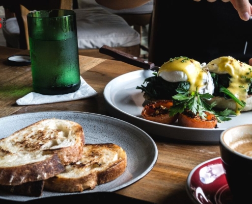 plates of food at a bistro - Pour Spouts